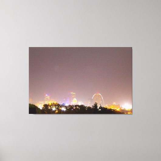 Downtown St. Louis, Missouri bij nacht Canvas Afdruk (Voorkant)