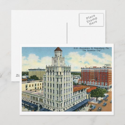 Downtown, St. Petersburg, FL Vintage Briefkaart (Voorkant / Achterkant)