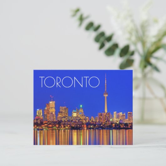 Downtown Toronto skyline at night Briefkaart (Staand voorkant)