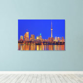 Downtown Toronto skyline at night Canvas Afdruk (Insitu (Houten vloer))