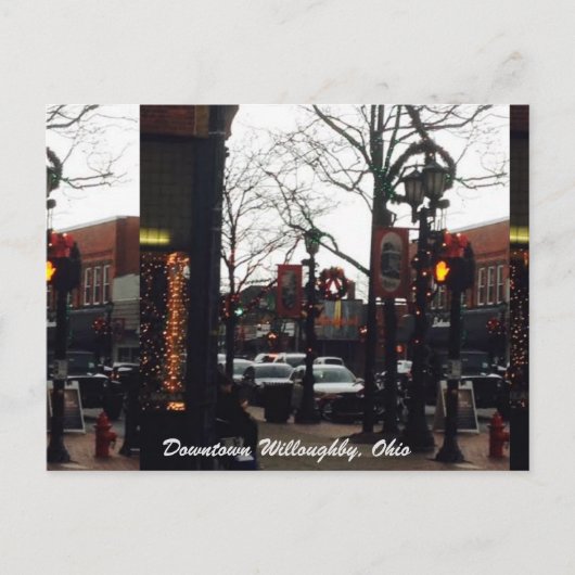 Downtown Willoughby Christmas Photo Postcard Feestdagenkaart (Voorkant)
