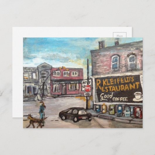 Downtown Willoughby, Dog Walk Painting Briefkaart (Voorkant / Achterkant)