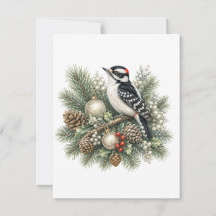 Downy Specht Winter Songbirds Collectie Notitiekaartje