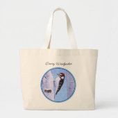 Downy Woodpecker Aspen Schilderen Originele Vogelk Grote Tote Bag (Voorkant)