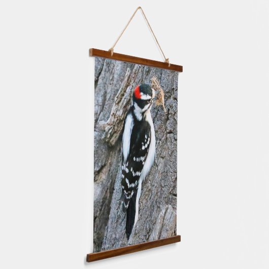 Downy Woodpecker Hanging Tapestry Hangend Wandkleed (Gebogen)