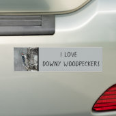 Downy Woodpecker in sneeuw - Originele foto Bumpersticker (Op auto)