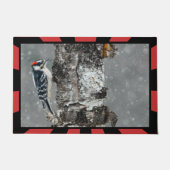 Downy Woodpecker in sneeuw - Originele foto Deurmat (Voorkant)