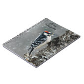 Downy Woodpecker in sneeuw - Originele foto Notitieboek (Linkerzijde)