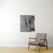 Downy Woodpecker in sneeuw - Originele foto Wandkleed (In situ)