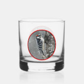 Downy Woodpecker in sneeuw - Originele foto Whisky Glas (Voorkant)