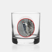 Downy Woodpecker in sneeuw - Originele foto Whisky Glas (Achterkant)