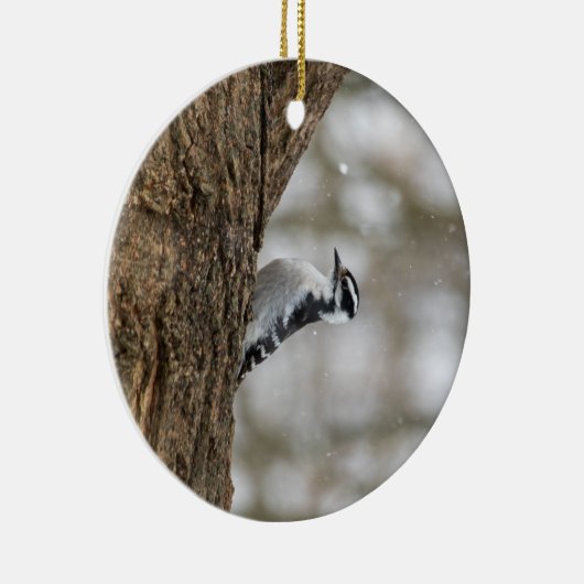 Downy Woodpecker | Keramisch Ornament (Rechts)