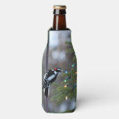 Downy Woodpecker & Kerstboom Flesjeskoeler (Fles Voorkant)