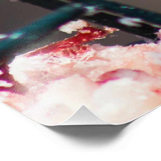 Downy Woodpecker op Feeder Square Foto Foto Afdruk (Hoek)