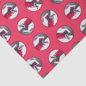 Downy Woodpecker op Red Feeder Originele Vogelkuns Tissuepapier (Detail)