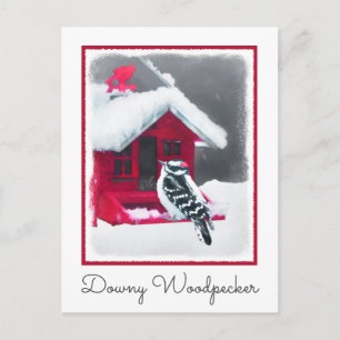 Downy Woodpecker Painting - Oorspronkelijke vogelk Briefkaart