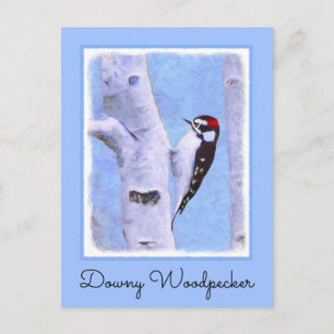 Downy Woodpecker Painting - Oorspronkelijke vogelk Briefkaart