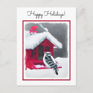 Downy Woodpecker Painting - Oorspronkelijke vogelk Briefkaart