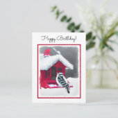 Downy Woodpecker Painting - Oorspronkelijke vogelk Briefkaart (Staand voorkant)