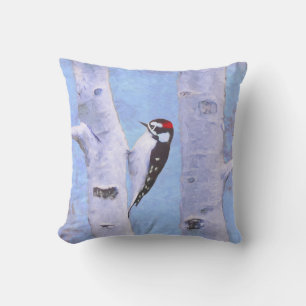 Downy Woodpecker Painting - Oorspronkelijke vogelk Buitenkussen