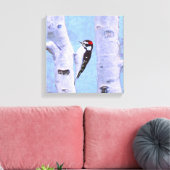 Downy Woodpecker Painting - Oorspronkelijke vogelk Canvas Afdruk (Insitu (Woonkamer))