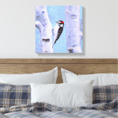 Downy Woodpecker Painting - Oorspronkelijke vogelk Canvas Afdruk (Insitu (Slaapkamer))