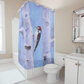 Downy Woodpecker Painting - Oorspronkelijke vogelk Douchegordijn (In situ)