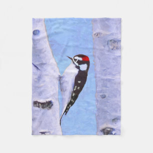 Downy Woodpecker Painting - Oorspronkelijke vogelk Fleece Deken