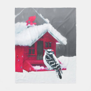 Downy Woodpecker Painting - Oorspronkelijke vogelk Fleece Deken