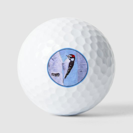 Downy Woodpecker Painting - Oorspronkelijke vogelk Golfballen (Voorkant)