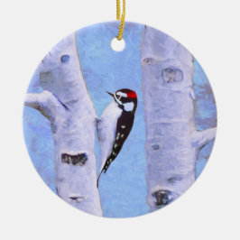 Downy Woodpecker Painting - Oorspronkelijke vogelk Keramisch Ornament