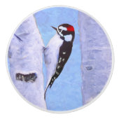 Downy Woodpecker Painting - Oorspronkelijke vogelk Keramische Knop (Voorkant)