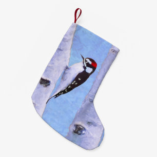 Downy Woodpecker Painting - Oorspronkelijke vogelk Kleine Kerstsok