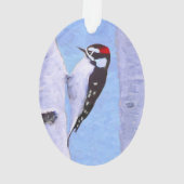 Downy Woodpecker Painting - Oorspronkelijke vogelk Ornament (achterkant)
