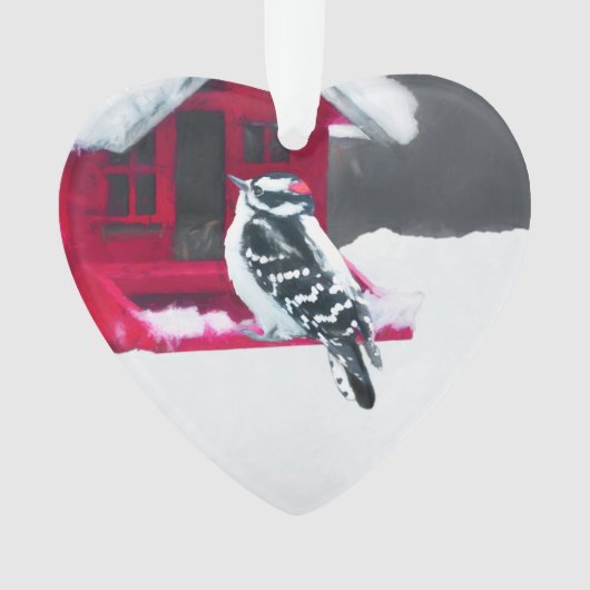 Downy Woodpecker Painting - Oorspronkelijke vogelk Ornament (voorkant)