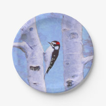 Downy Woodpecker Painting - Oorspronkelijke vogelk