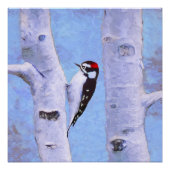 Downy Woodpecker Painting - Oorspronkelijke vogelk Perfect Poster (Voorkant)