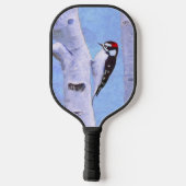Downy Woodpecker Painting - Oorspronkelijke vogelk Pickleball Paddle (Achterkant)