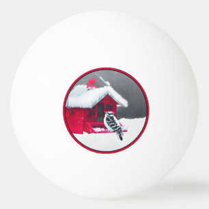 Downy Woodpecker Painting - Oorspronkelijke vogelk Pingpongbal