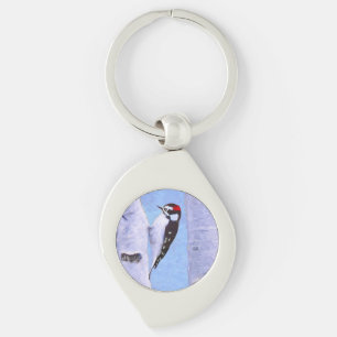Downy Woodpecker Painting - Oorspronkelijke vogelk Sleutelhanger