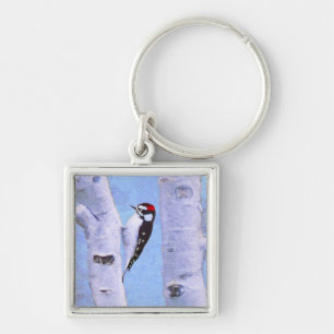 Downy Woodpecker Painting - Oorspronkelijke vogelk Sleutelhanger