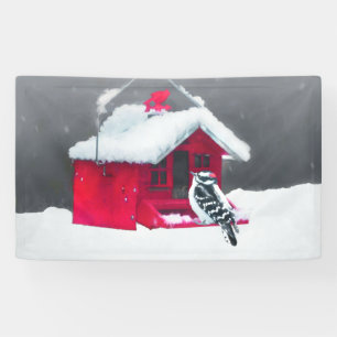 Downy Woodpecker Painting - Oorspronkelijke vogelk Spandoek
