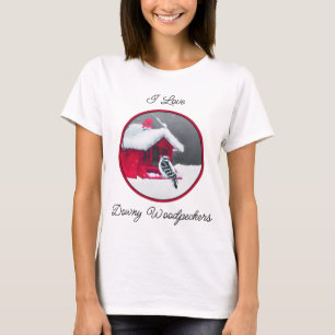 Downy Woodpecker Painting - Oorspronkelijke vogelk T-shirt