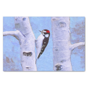 Downy Woodpecker Painting - Oorspronkelijke vogelk Tissuepapier