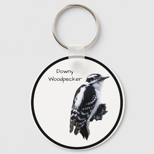 Downy Woodpecker Sleutelhanger (Voorkant)