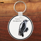 Downy Woodpecker Sleutelhanger (Voorkant)