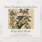 Downy Woodpecker - van de Amerikaanse vogels van A Sparkling Wijnetiket (Enkel label)