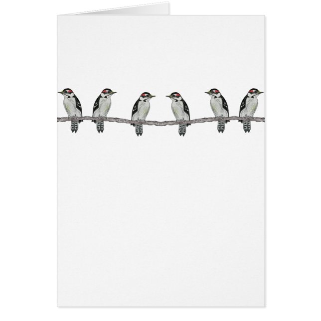 Downy Woodpeckers Party Uitnodiging Kaart (Voorkant)