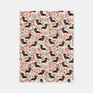 Doxie Blanket - zwarte en beige dachshunds - crème Fleece Deken