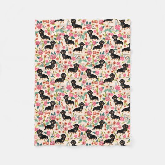 Doxie Blanket - zwarte en beige dachshunds - crème Fleece Deken (Voorkant)